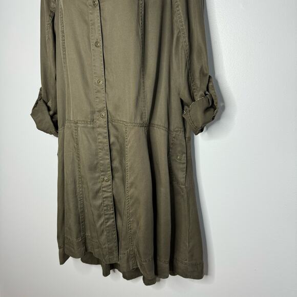 Anthropologie Holding Horses Marion Swing Shirt Dress Olive Green Women's Size 8 - Picture 9 of 15
